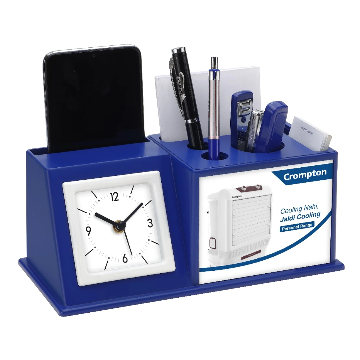 116/117 Multipurpose Desk Organiser with Square Clock – Blue and Black — WC116