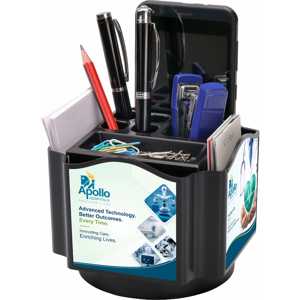 139 Revolving Pen Stand with Mobile Holder – Black — WC139