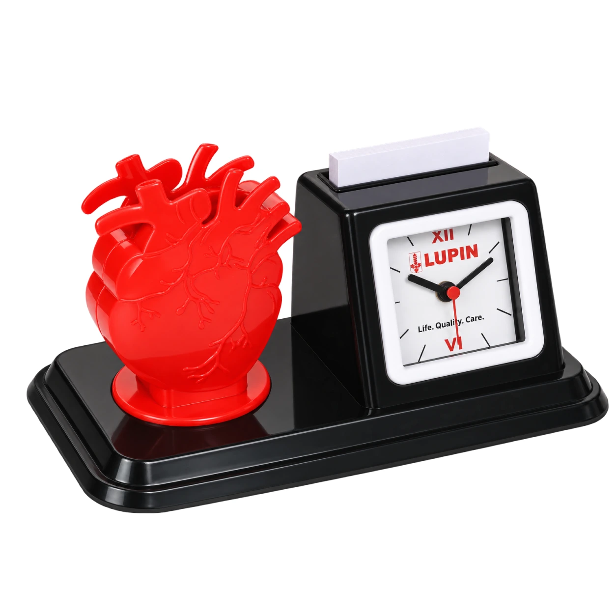 PH354 Heart Table Clock with Pen Stand and Chit Pad — PH354