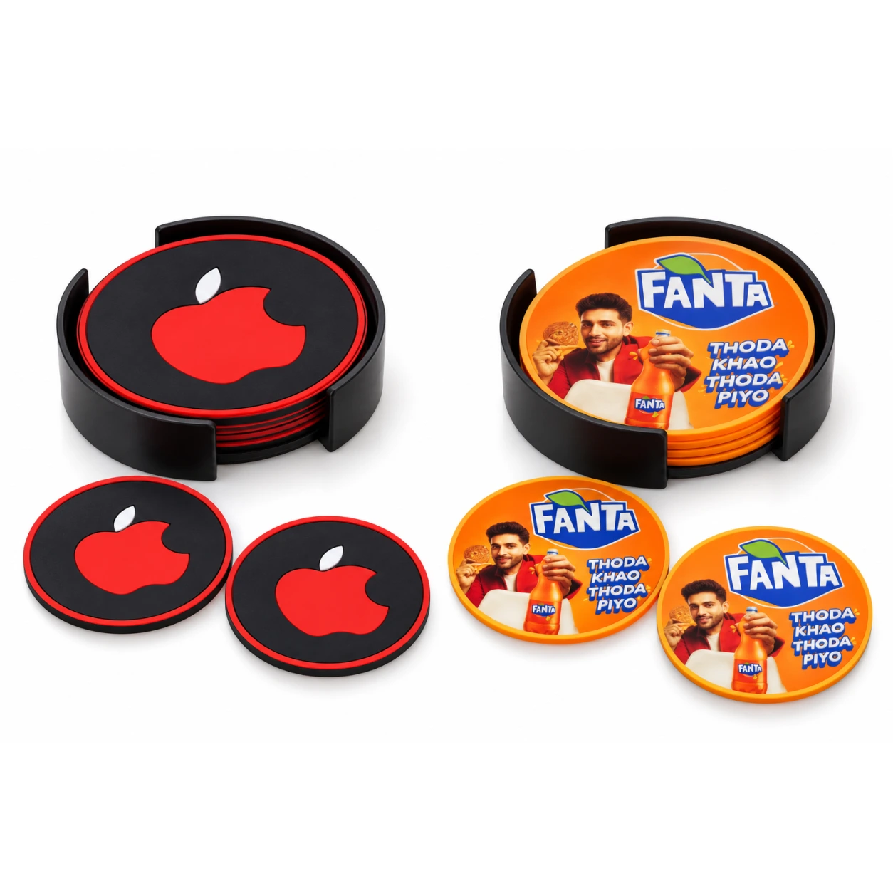 CS622 / CS624 Round Silicone Coaster Set Options — CS622