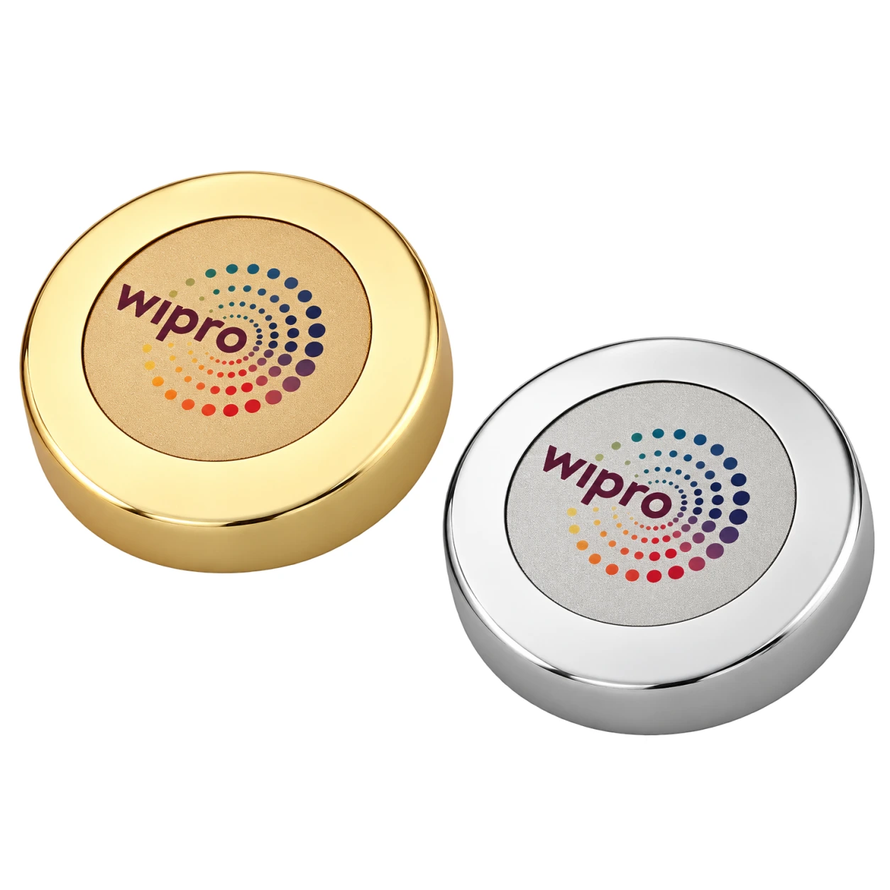 4328 Gold & Silver Premium Round Paperweight — 4328 Gold & Silver