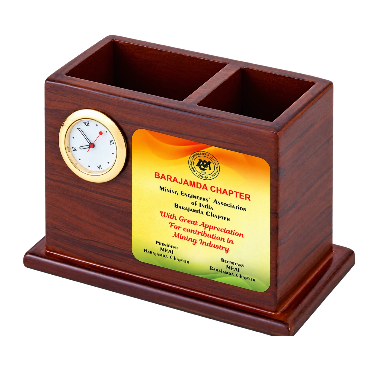 4294 Twin Pen Stand With Clock — 4294
